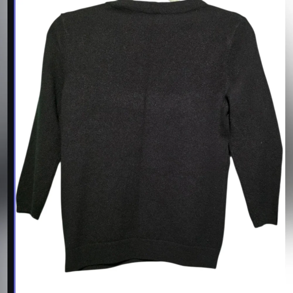 Talbots Pure Cashmere Medium Petite Black Long Sleeve Sweater PTP 19 - Picture 3 of 4
